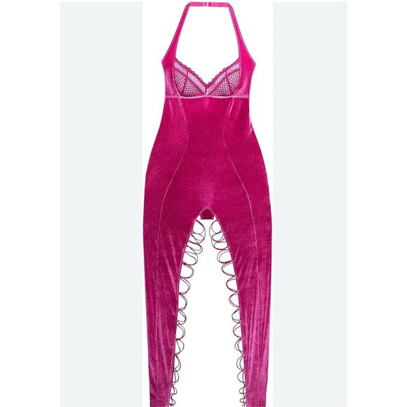 Savage x Fenty Velvet Vixen Catsuit Pink Size Small - Picture 8 of 8
